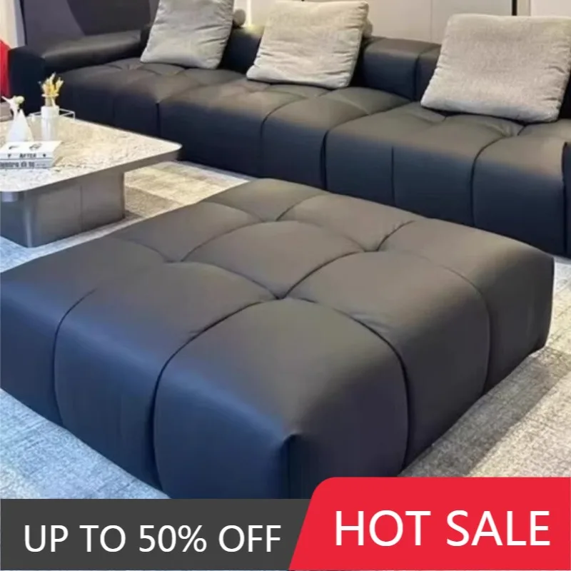 Leather Sofa Stool Modern Minimalist Shoe Changing Stools Removable Square Household Footstool Living Room Furniture Accessories
