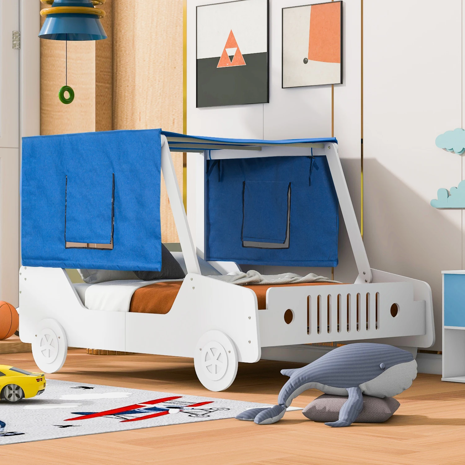 

Car Shaped Bed with Tents - Full Size, White