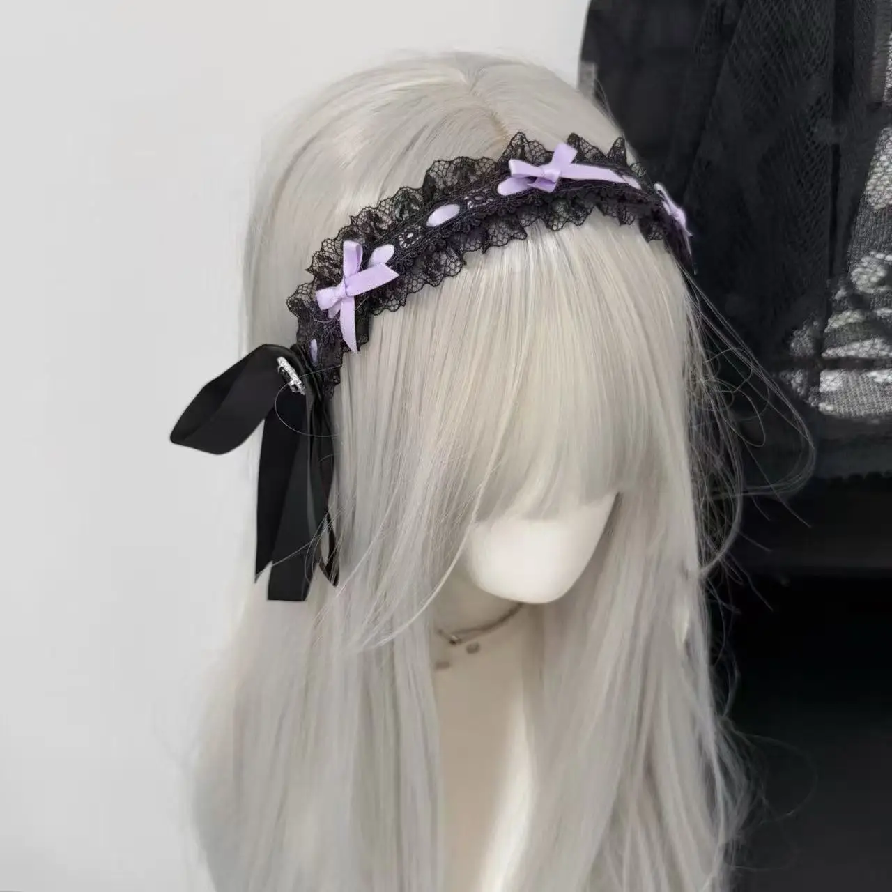 Gothic Lolita Japanese Harajuku Women's Headband + Lace Choker Y2K Girls Subculture Lace Ruffle Rhinestone Dress Up Accessories