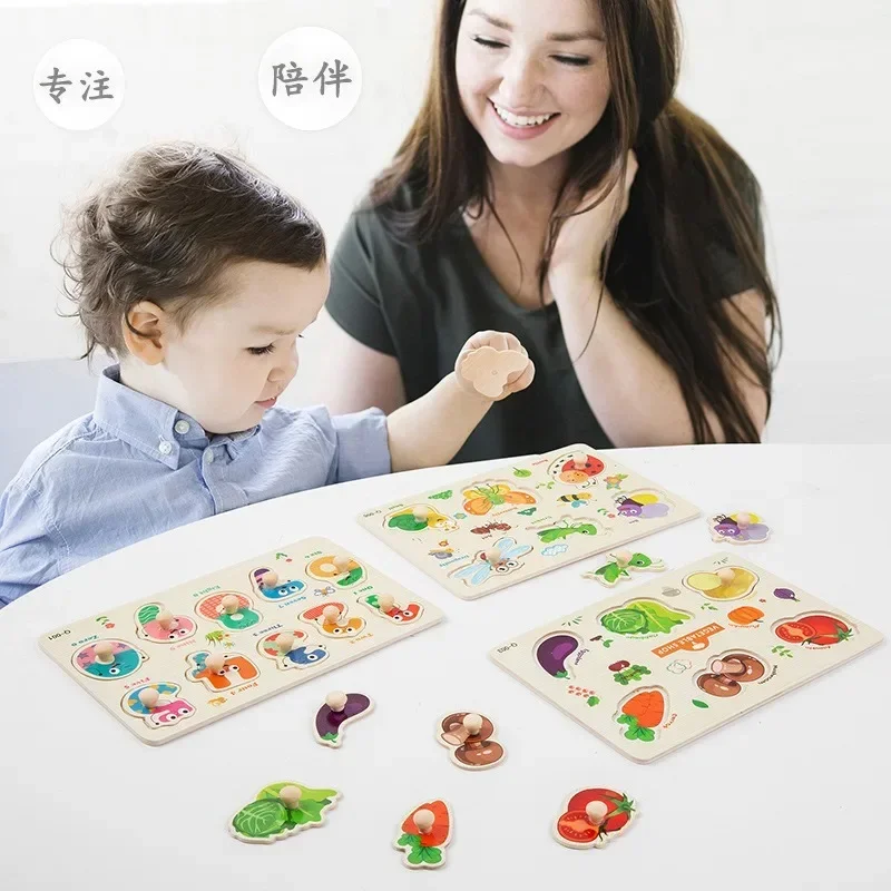 Wooden Puzzles for Toddlers Montessori Baby Learning Alphabet Number Shape Puzzle Toys Kids Educational Matching Board Wood Game