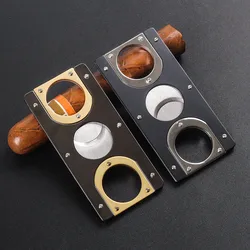 Double-edged Portable Smoking Square Stainless Steel Cigar Cutter New Metal Classic Guillotine Scissors Gift