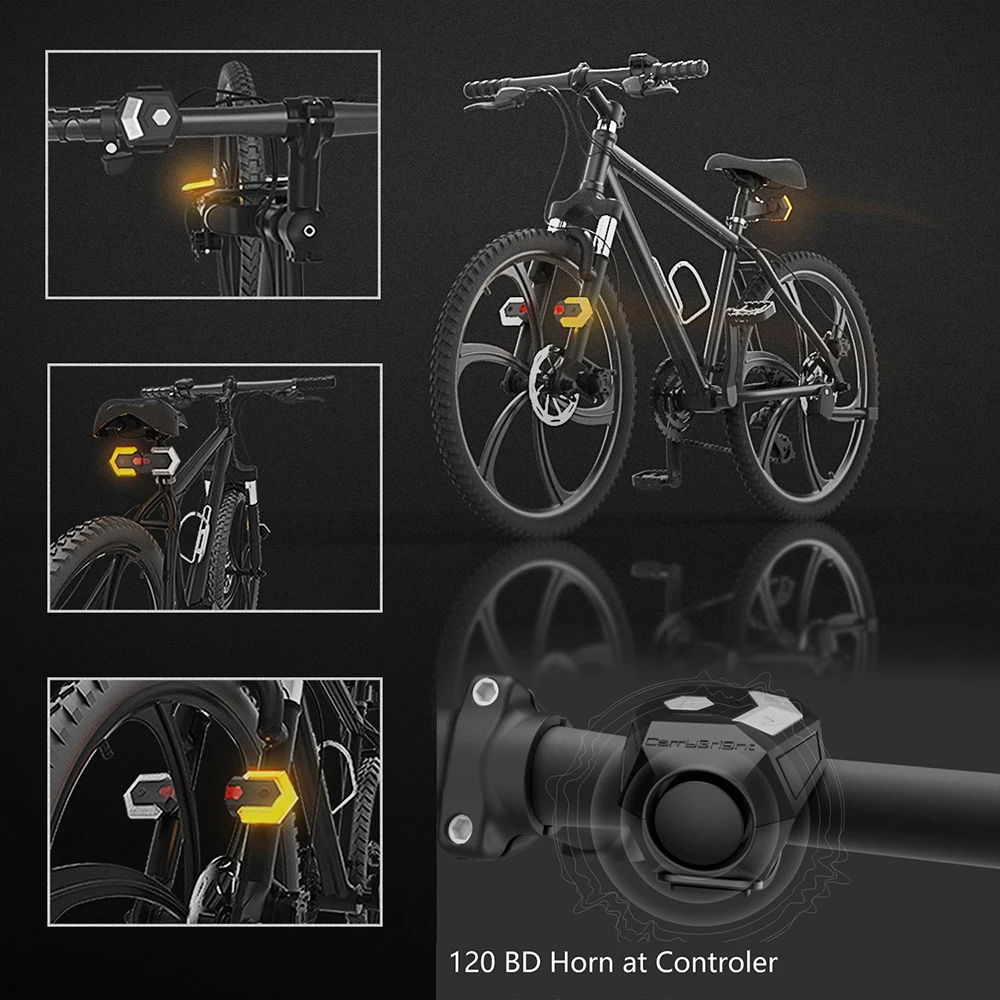 

Bike Turn Signal Light Smart Wireless Remote Control with Horn Bike Front and Rear Light for Night Riding Safety Warning Light
