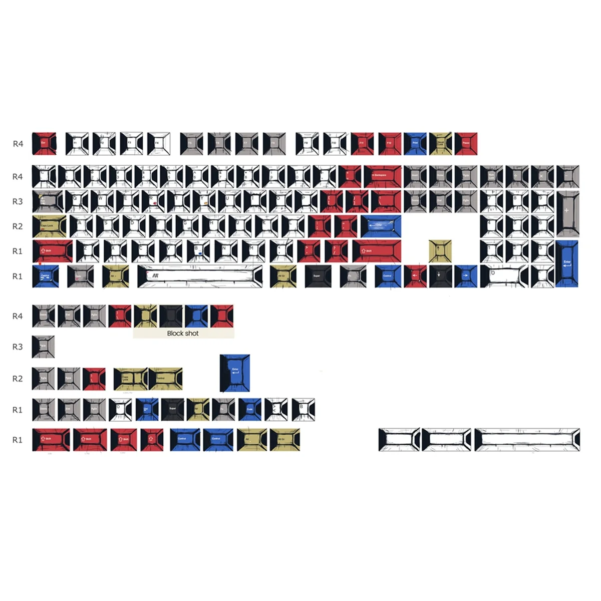 A49T PBT Comic Style Keycaps Cherry Profile 141 Keys Keycaps Set Suitable Cherry MX Switches for Mechanical Keyboard