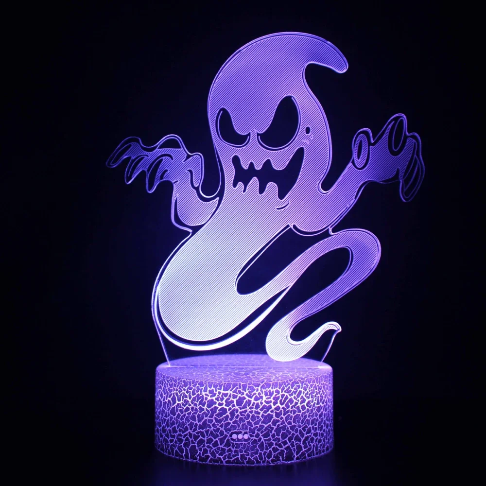 

Nighdn Halloween Gift for Kids Ghost LED Night Light 7 Color Changing Atmosphere Decoration Table Desk Lamp Acrylic