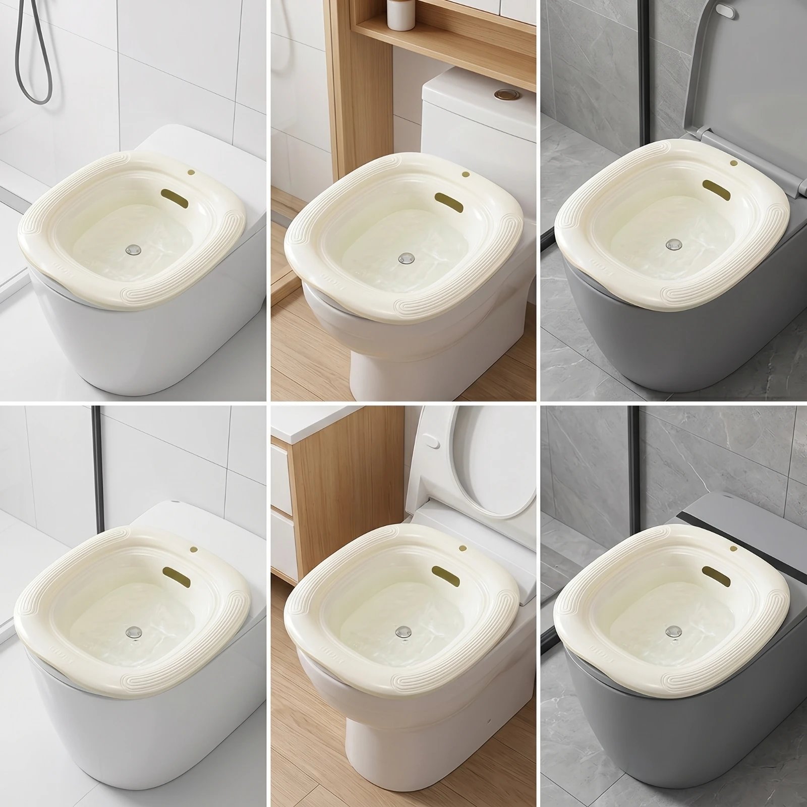 Immagine 6: Sedile per bagno sitz con tappo di scarico, ispessito, ergonomico e liscio, per donne in post-parto, per bagno