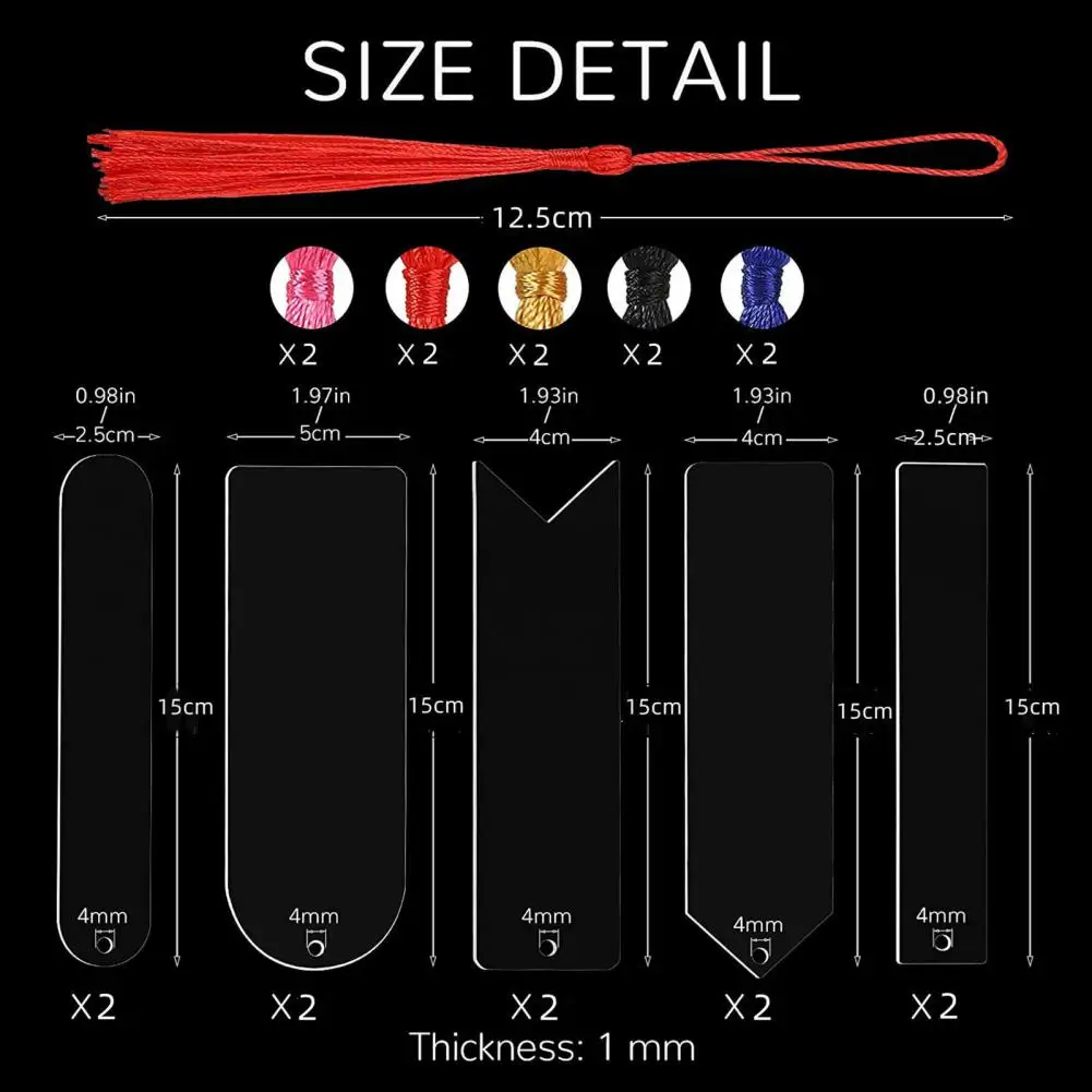 10 шт. сублимационная Закладка с отверстием Красочные кисточки теплопередача Сделай Сам акриловая книжная страница маркер Дети Студенты День рождения Рождество