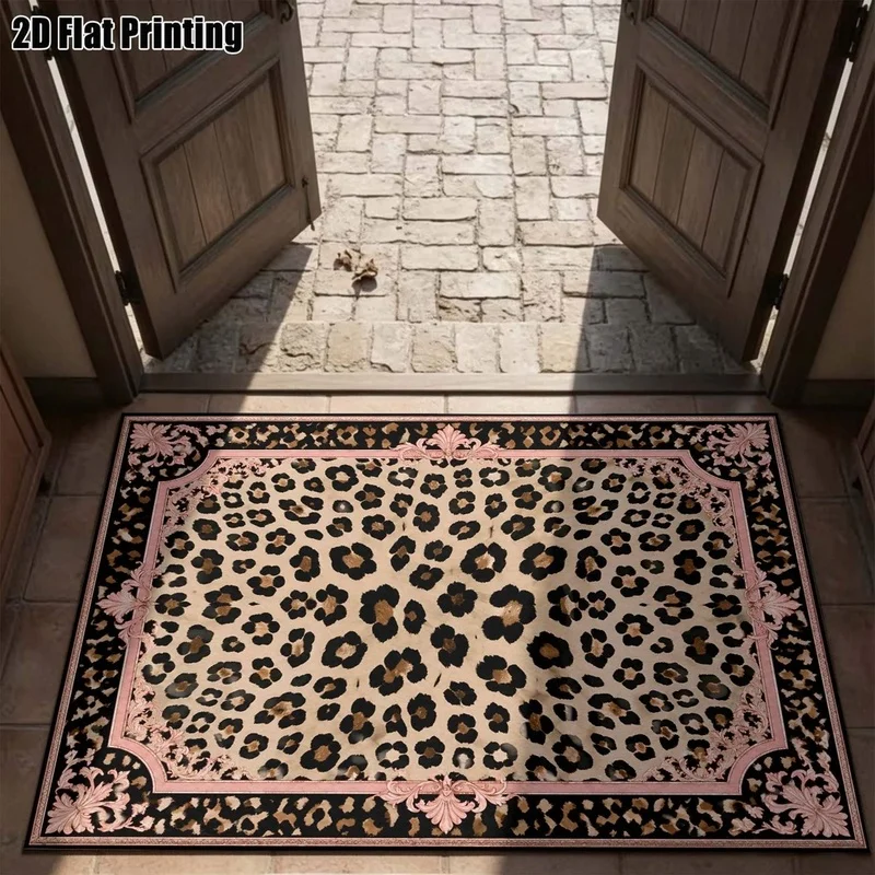 1Pc European Palace Leopard Print Rug, Bohemian Style Decorative Rug for Living Room, Bedroom, Dining Room, Bedside, Indoor and Outdoor Patio, Home Decor Accessories