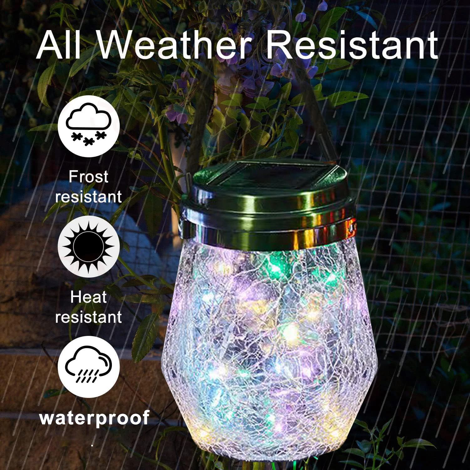 2 Packs Solar Outdoor Lanterns, Waterproof Decorative Diamond Shape Cracked Glass Lantern With 30 LED Beads For Backyard Pathway