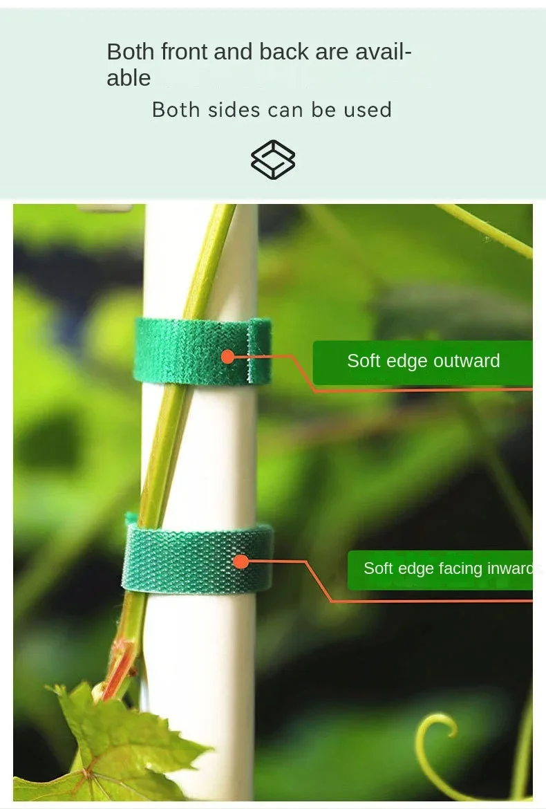 10M Self-adhesive Nylon Plant Tie, Reusable Green Garden Fastener Tape for Flower Vegetable Fixing view 5