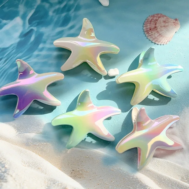Gradient Electroplated Starfish Shark Hair Claw Ocean Series Hair Accessory Elegant Half-up Hair Clip For Dating Versatile Decor