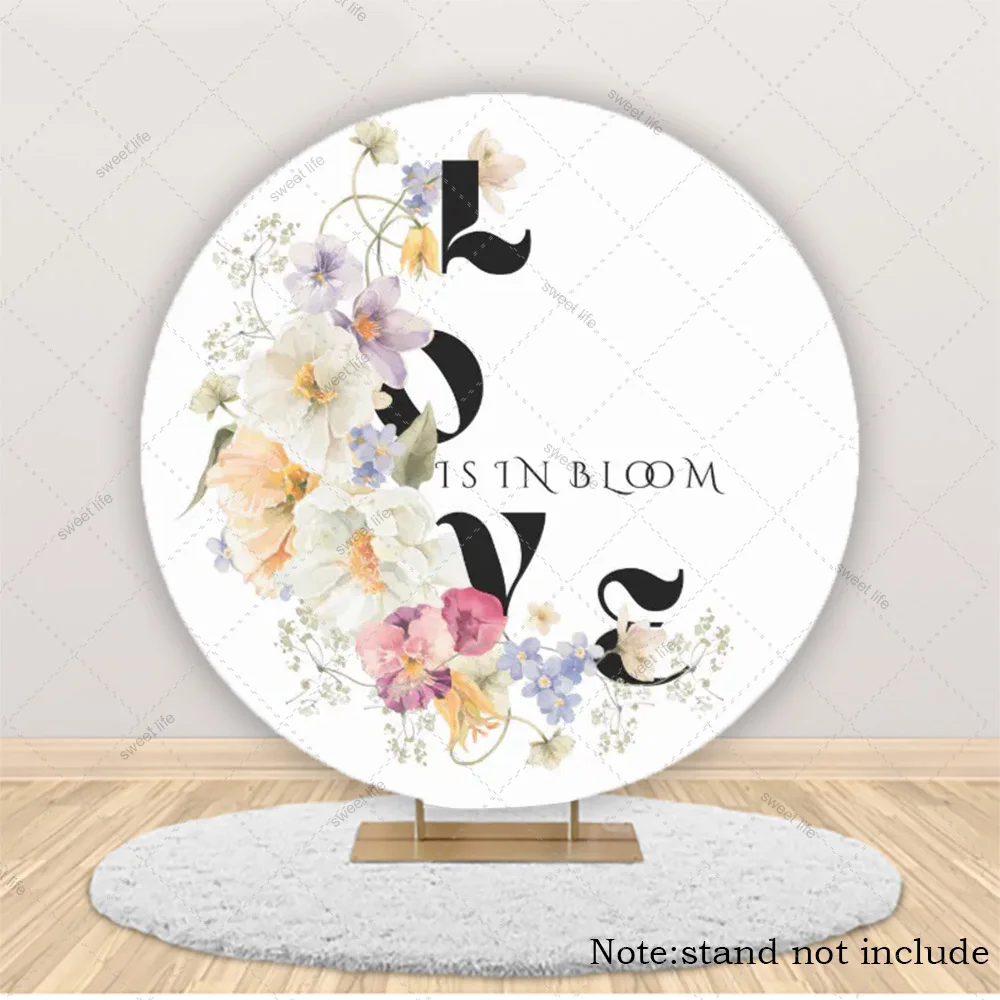 

Flowers Love In Bloom Circle Backdrop Custom Wedding Celebration Bridal Shower Photography Background Party Decor