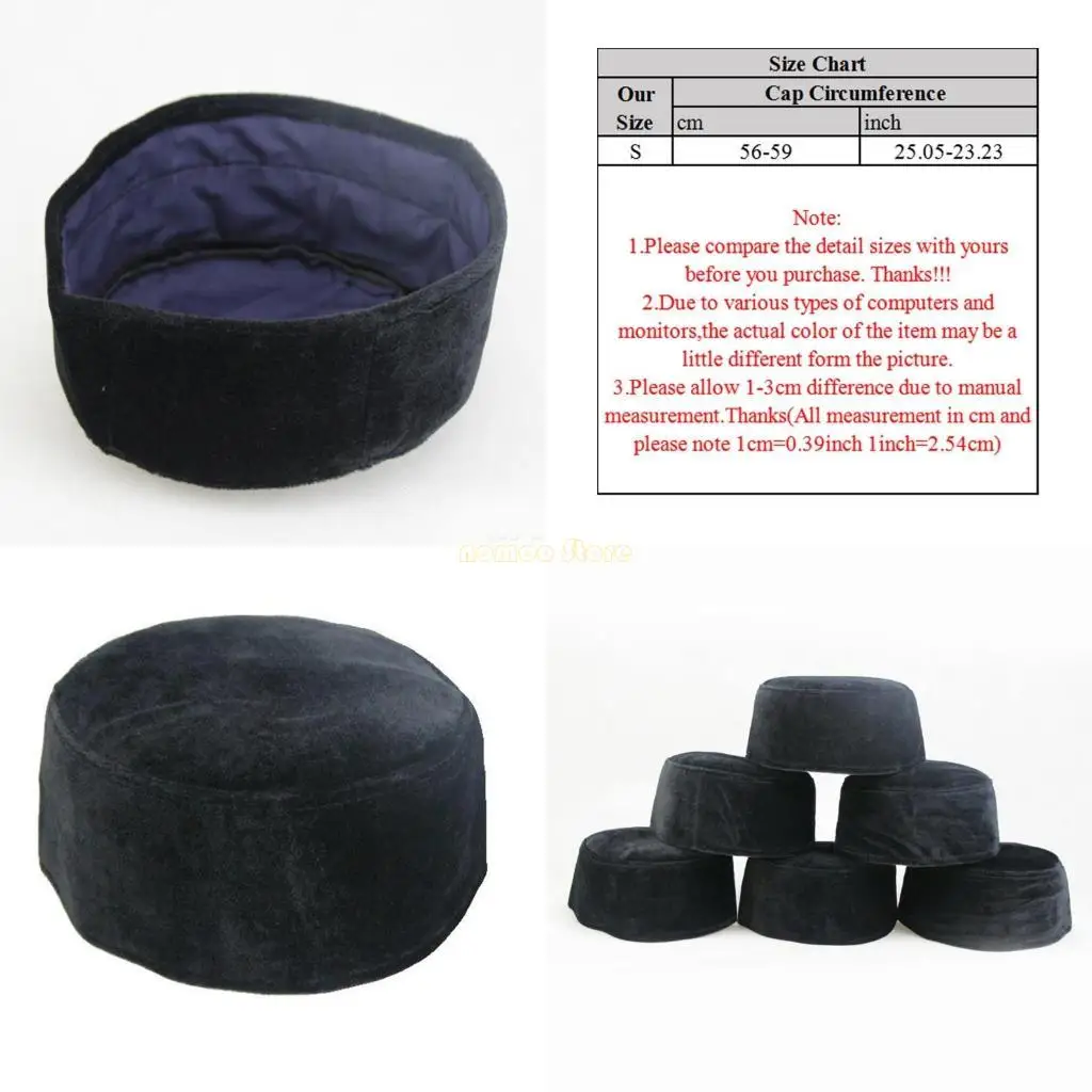 

31BF Men Muslim Prayer Hats Suede Skull Beanie for Muslim Islamic Prayer Winnter Caps