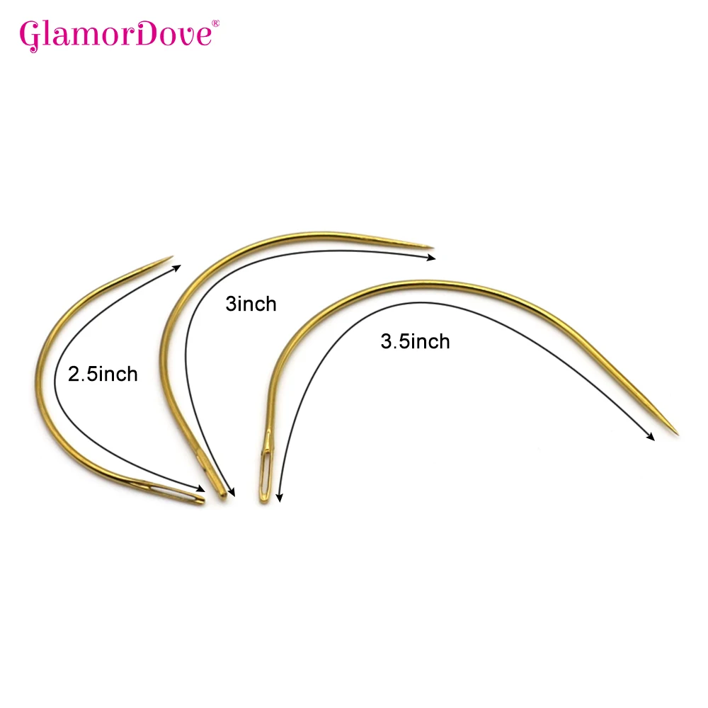 Aiguilles à coudre en acier inoxydable de Type C, incurvées, Extension de cheveux, outil pour la fabrication de perruques, couture à la main, trame de cheveux