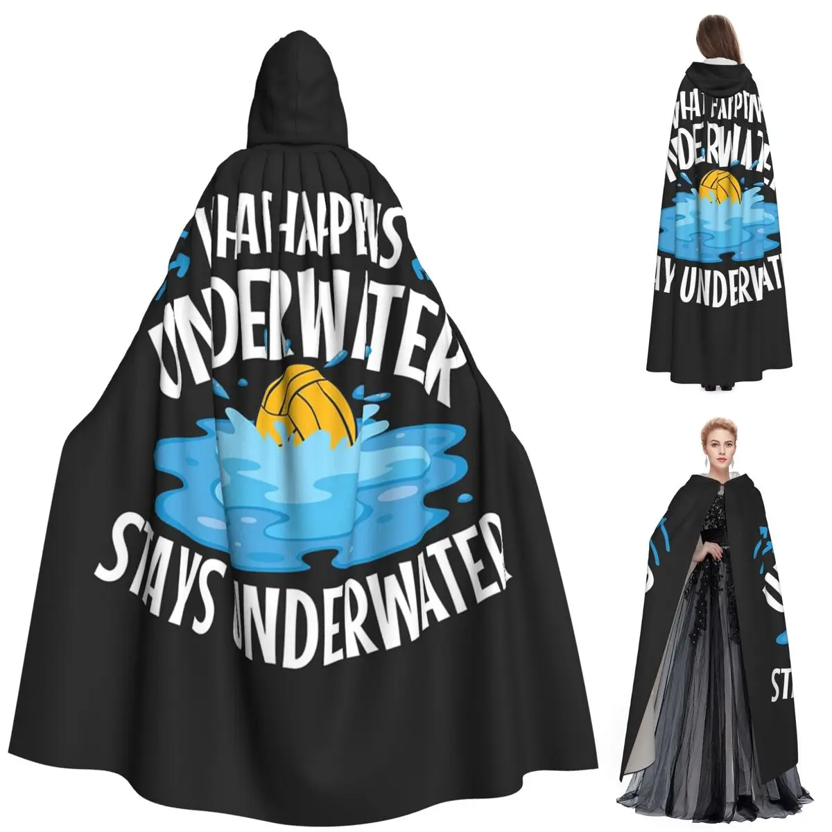 

Водное поло Что происходит, подводные останы, подводный длинный плащ с капюшоном, средневековый костюм ведьмы, накидка для косплея, вечеринка на Хэллоуин