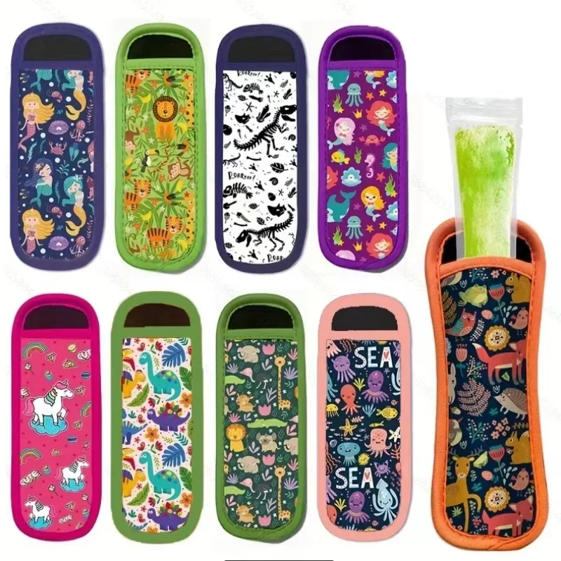 Non Freezing Hand Ice Stick Protective Cover Cartoon Pattern Keep Cooled Icy Pole Holder Anti Melting Ice Popsicle Cooler Cover