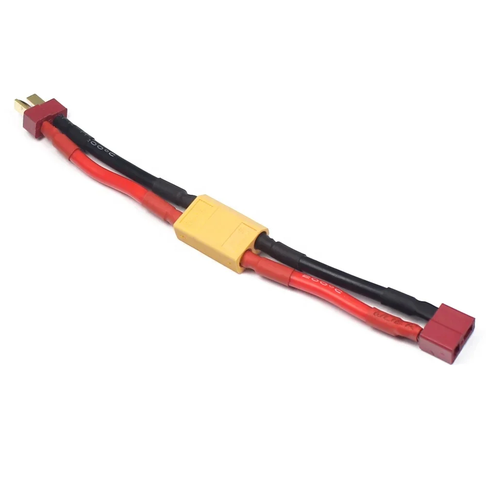 Adaptateur de convertisseur de prise en T, Amass XT60 vers Deans, avec câble en Silicone 12awg, pour batterie Lipo RC, Drone, voiture, pièces de bricolage, 10 pièces