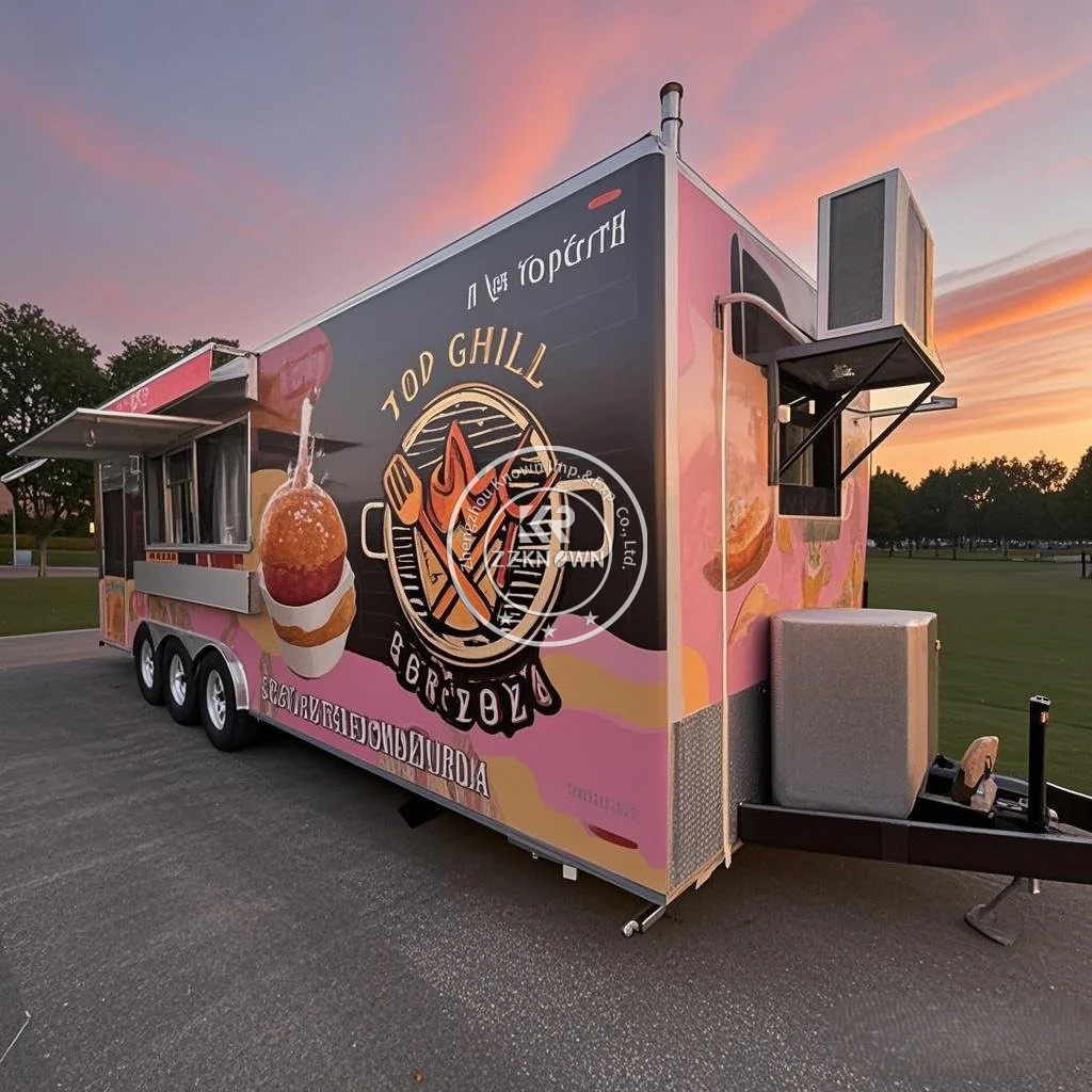 

Тележка с прицепом для еды на заказ, мобильный прицеп для закусок, полностью оборудованный грузовик для еды с печью для пиццы