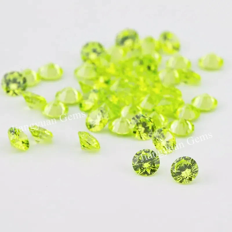 Größe 1mm~10mm Apfelgrüne Lose Zirkonia-Steine 5A Rundschliff CZ Synthetische Edelsteine für Schmuck – Detail 9