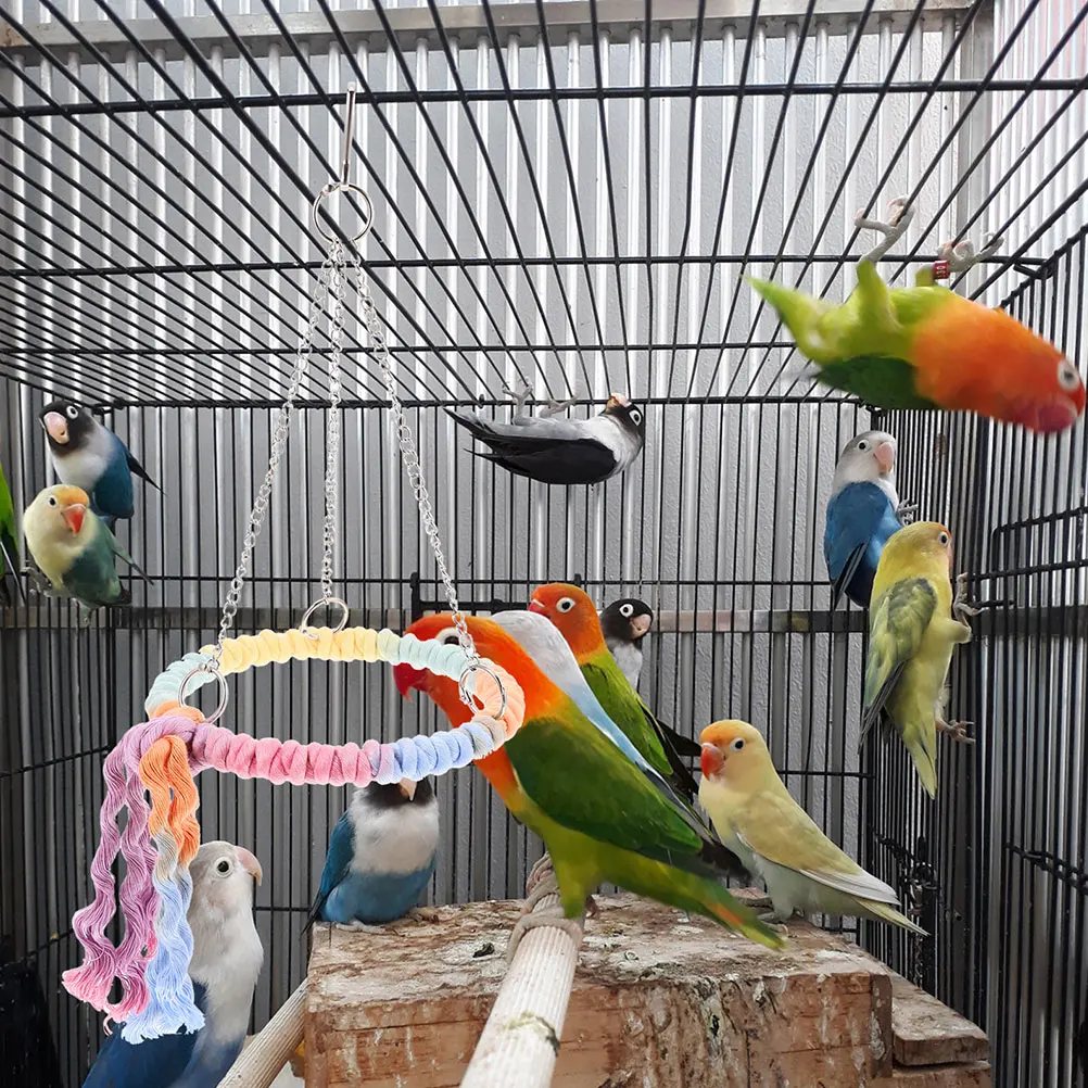 

2Pcs Parrot Cage Hammock Bird Cotton Rope Swing Perch for Small Birds Parakeet Finches Canary Resting Sleeping Spot