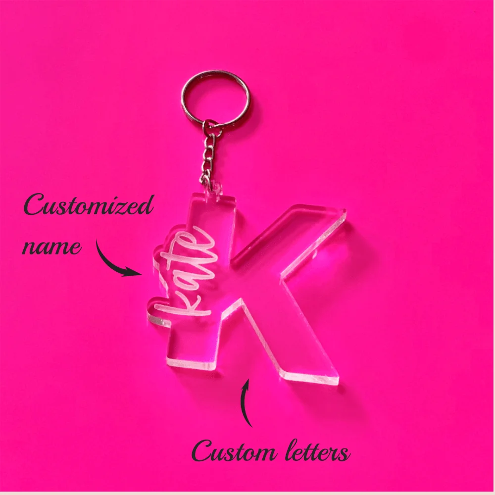 Custom Transparent Acrylic Keychain Personalized Cut Uppercase Letters Name Home Decoration Gift Portable Custom Key Chain image 5