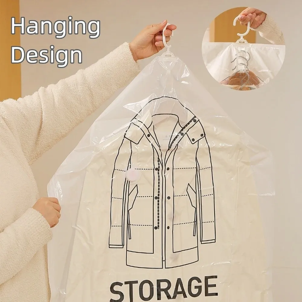New Hanging Design Vacuum Storage Bags Large Size Clear Clothes Organizer Dost-proof Coats Jackets Vacuum Seal Bag Bedroom Use