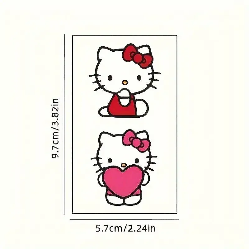 Tatuajes temporales de Hello Kitty Kuromi, tatuajes impermeables de Anime lindo, Sanrio, pegatina de tatuaje Kawaii de Color duradero, regalos