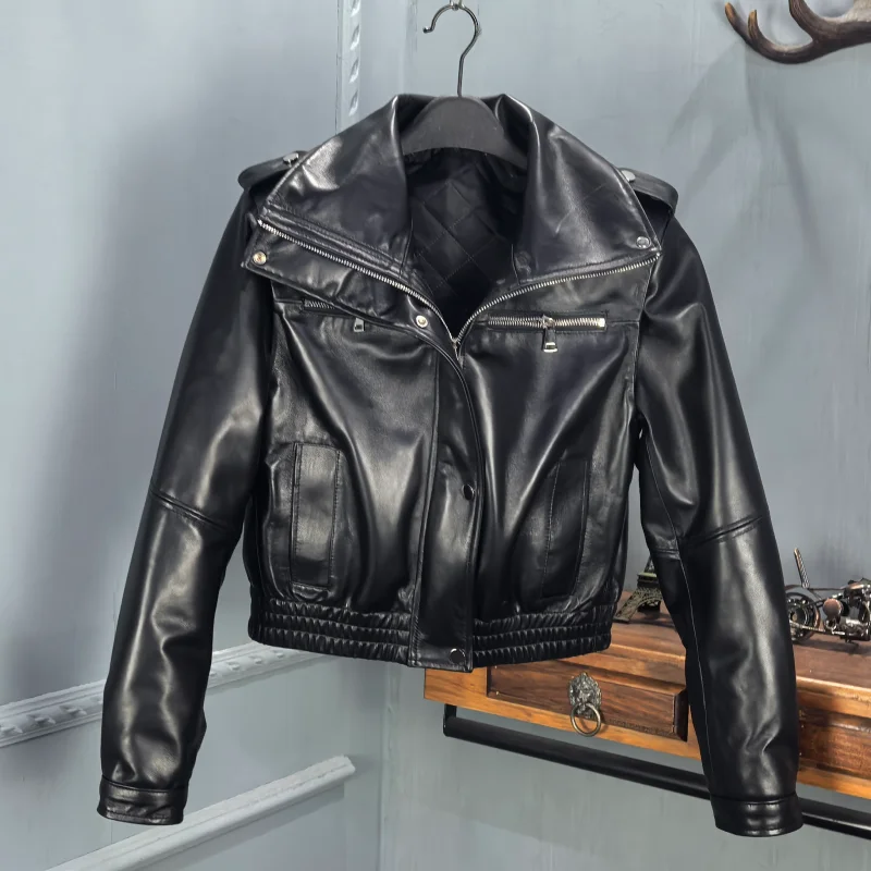 

Warmth And Style Short Women's Biker Jacket 2026 Winter New Fashion Sheepskin Cotton Coat Stand Collar Slimming Outerwear