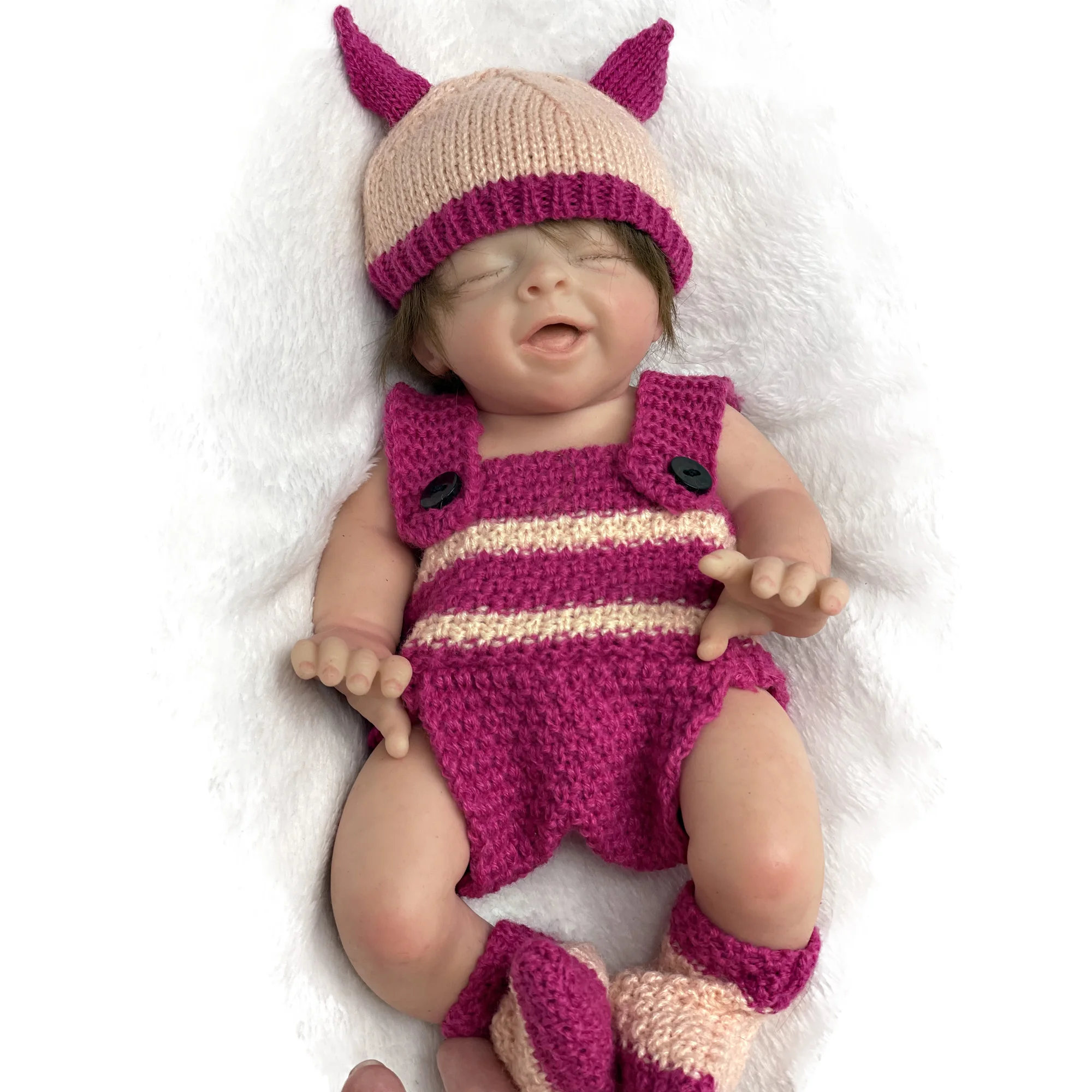 

25cm Handmde Solid Silicone Reborn Dolls Painted Full Body Siilicone Bebe Newborn Doll bebé reborn de silicona cuerpo entero