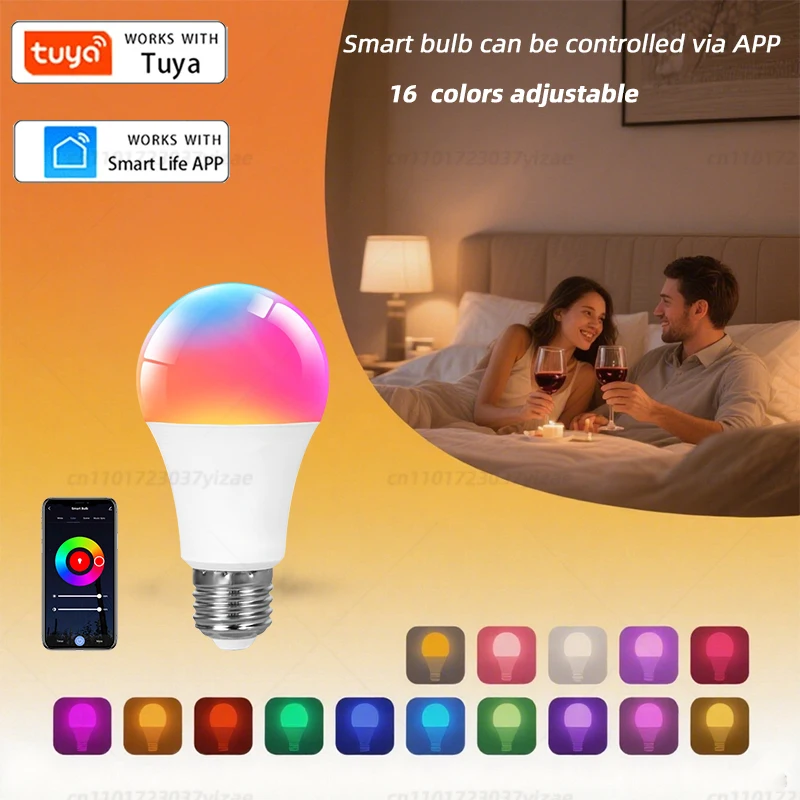 

Лампа Tuya WiFi A60 | Широкое напряжение 85-265 В, 16 м RGB цвета, с регулируемой яркостью, управление через приложение, энергосбережение 9 Вт, для дома/отеля, без концентратора Neede