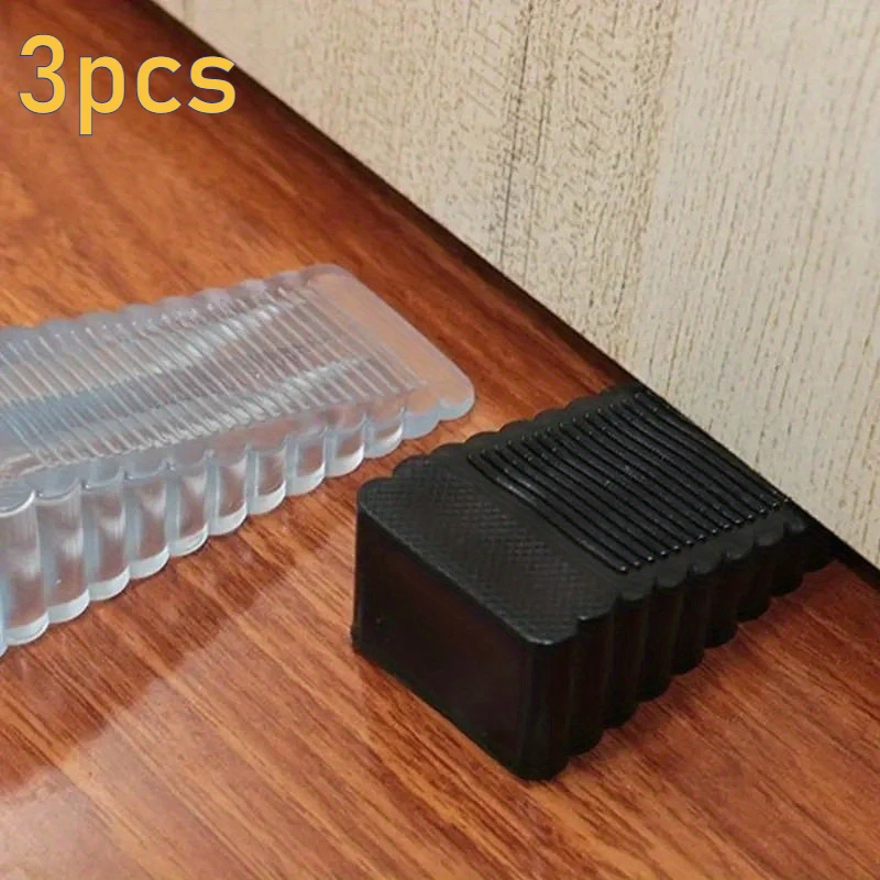 3pcs Silicone Door Stop Wedge Safety Stoppers Reusable Shock Absorbent Home Office Anti-Folder Hand Door