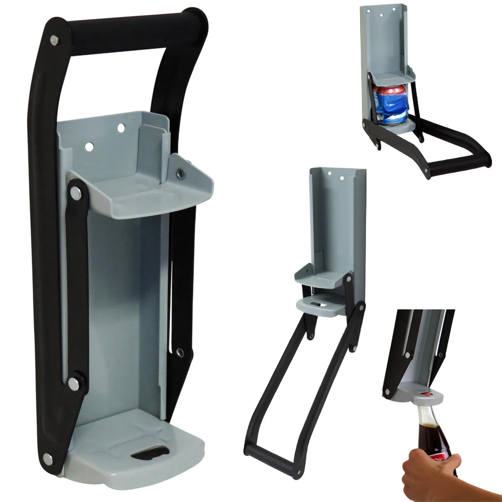 Multifunction Can Crusher for Kitchen, Heavy Duty, Wall Mounted, Hand Push, Soda, Beer, Cola, Bottle Opener, Smasher, Portable S