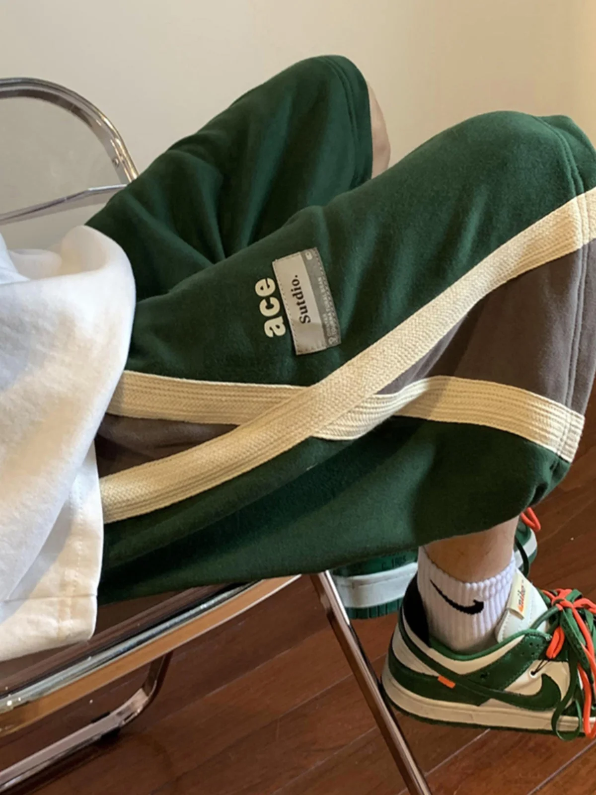 

Мужские спортивные свободные брюки до колена с семью точками размера плюс 300 Pou, повседневные свободные летние брюки свободного покроя