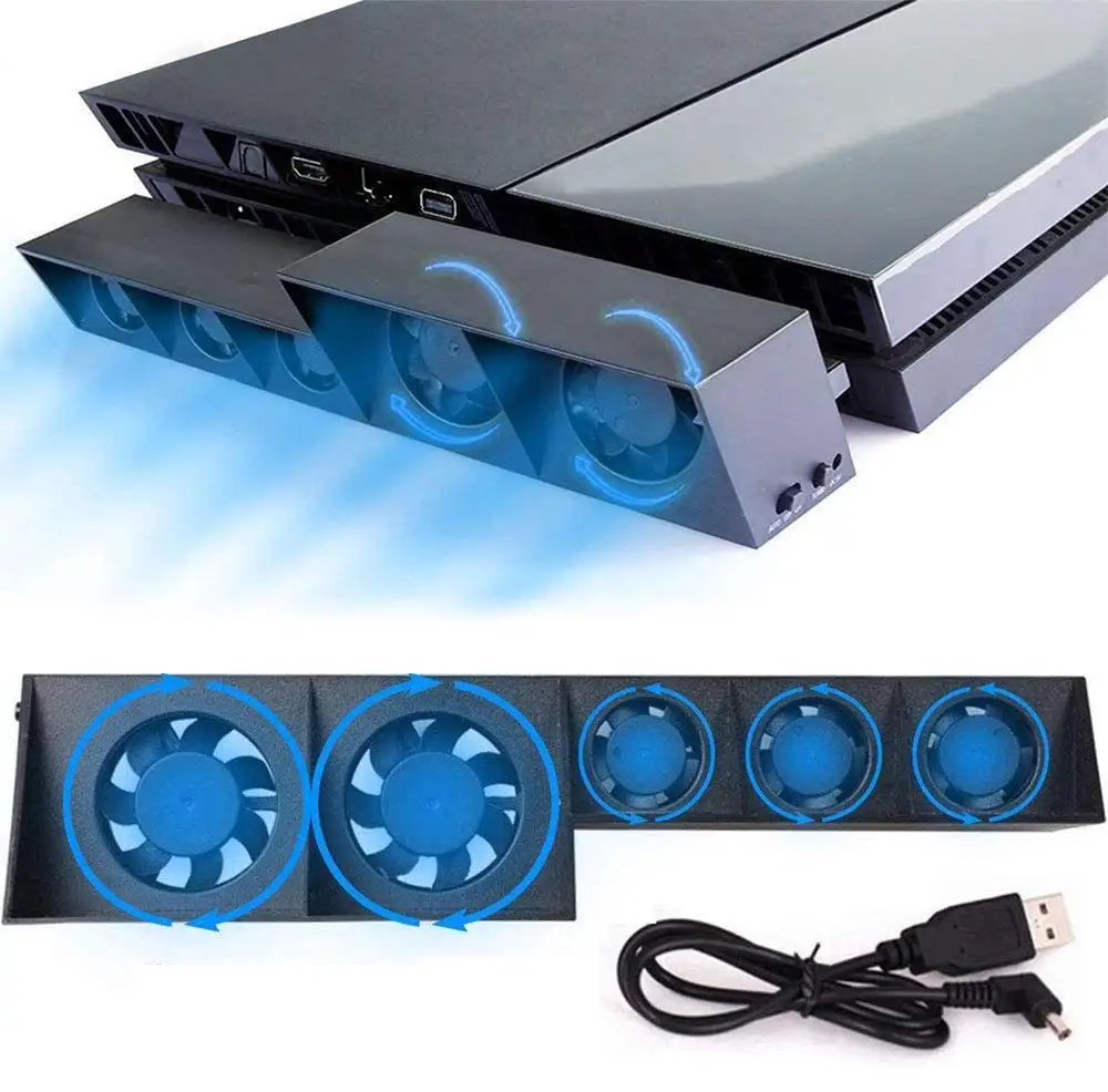 

Вентилятор охлаждения для PS4, внешний USB-кулер с 5 турбо-вентиляторами и контролем температуры для игровой консоли Sony PlayStation 4