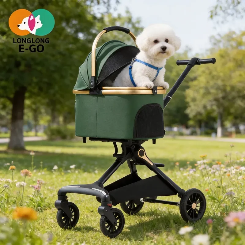 Pet Stroller Waterproof Foldable 4 Wheel Detachable Lightweight Oxford Fabric Aluminum Alloy Frame For Dogs Hot Selling