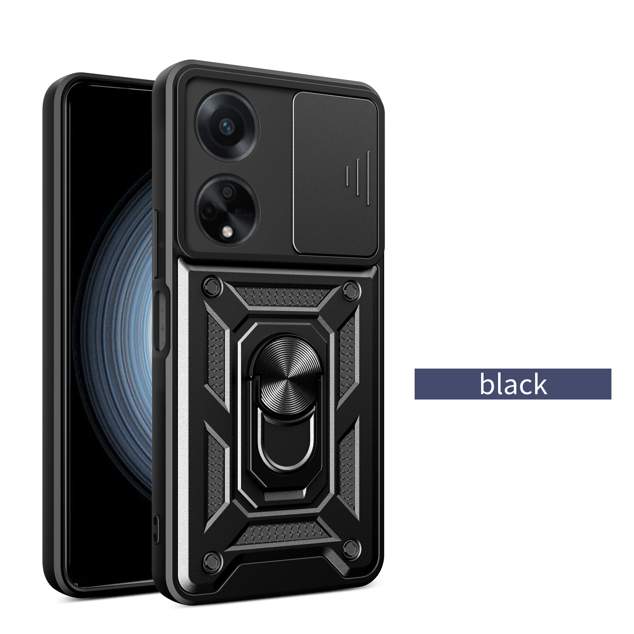 Für OPPO Reno 8T Hülle Oppo Reno8 T 4G Cover Oppo Reno8T 5G Magnetischer Ringhalter Panzer-Handyhülle Schiebe-Kameraschutz Rückseitenabdeckung