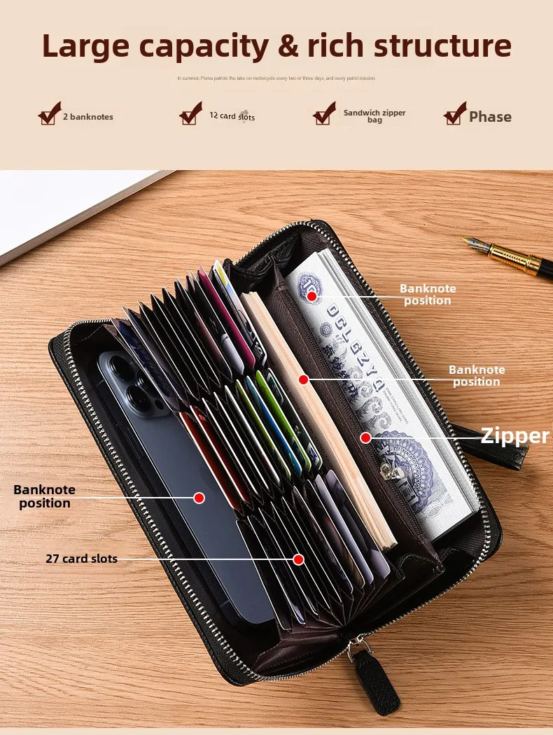 Mode männer Brieftasche Lange Zip Karte Halter Business Casual Geldbörse Für Jugend Koreanischen Stil Multi-Tasche Schlanke Handtasche – Detail 5