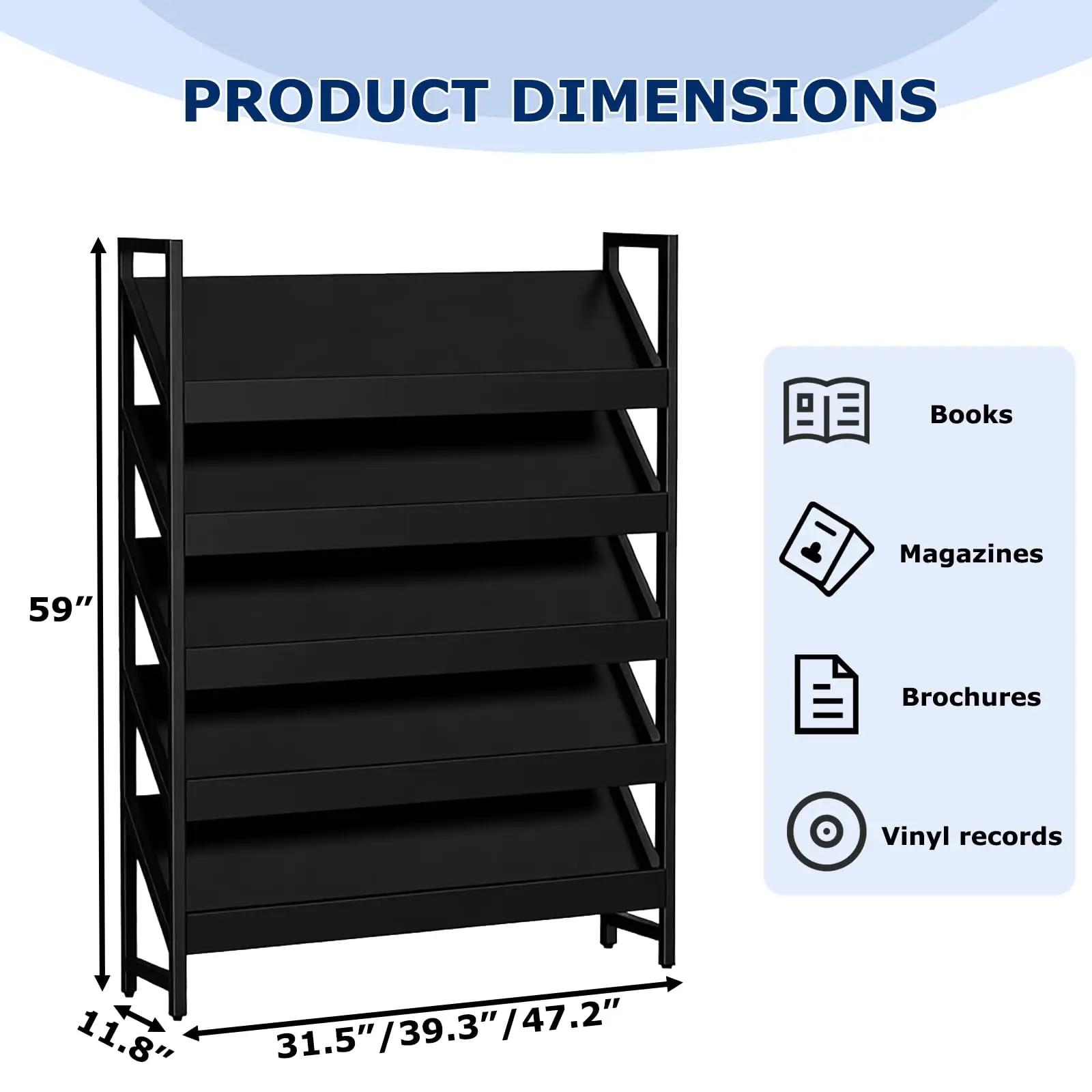 Brochure Stand,5/6layer Brochure Display Stand Floor,Modern Magazine Display Shelves,Vertical Magazine Shelves for