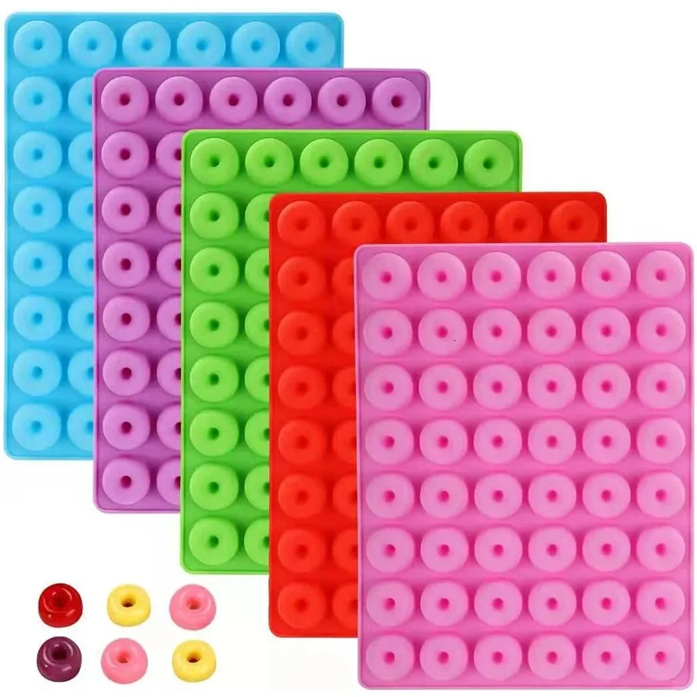

5 Pieces Of Mini Donuts Silicone And Straws Food Grade Jelly Cake Chocolate Bonded Cookies Cookies Mold DIY Kitchen Baking Molds