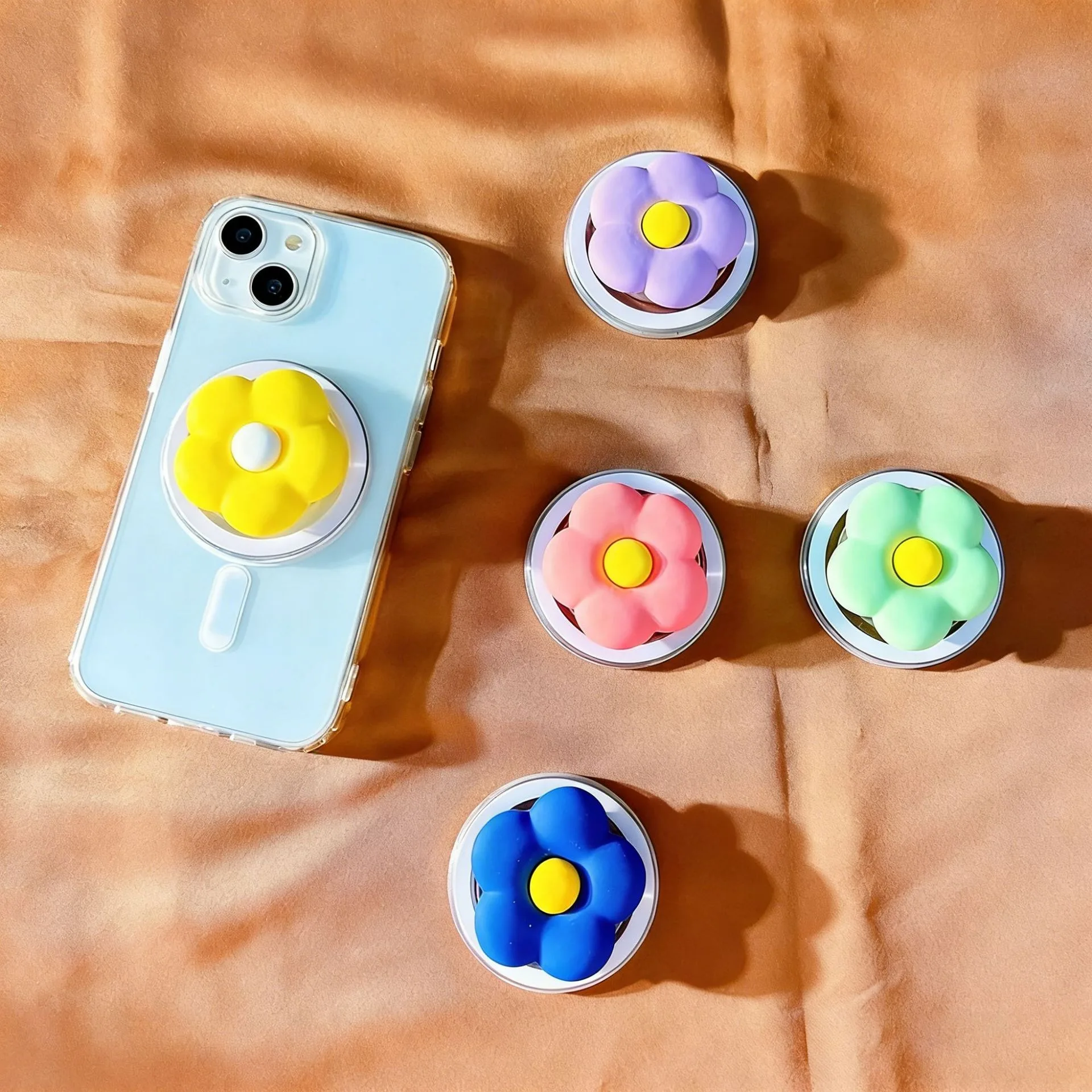 Socket Talk Macron Color Resin Flower Mobile Phone Holder For Magsafe IPhone Mac Samsung Safe Ring Finger Expanding Stand