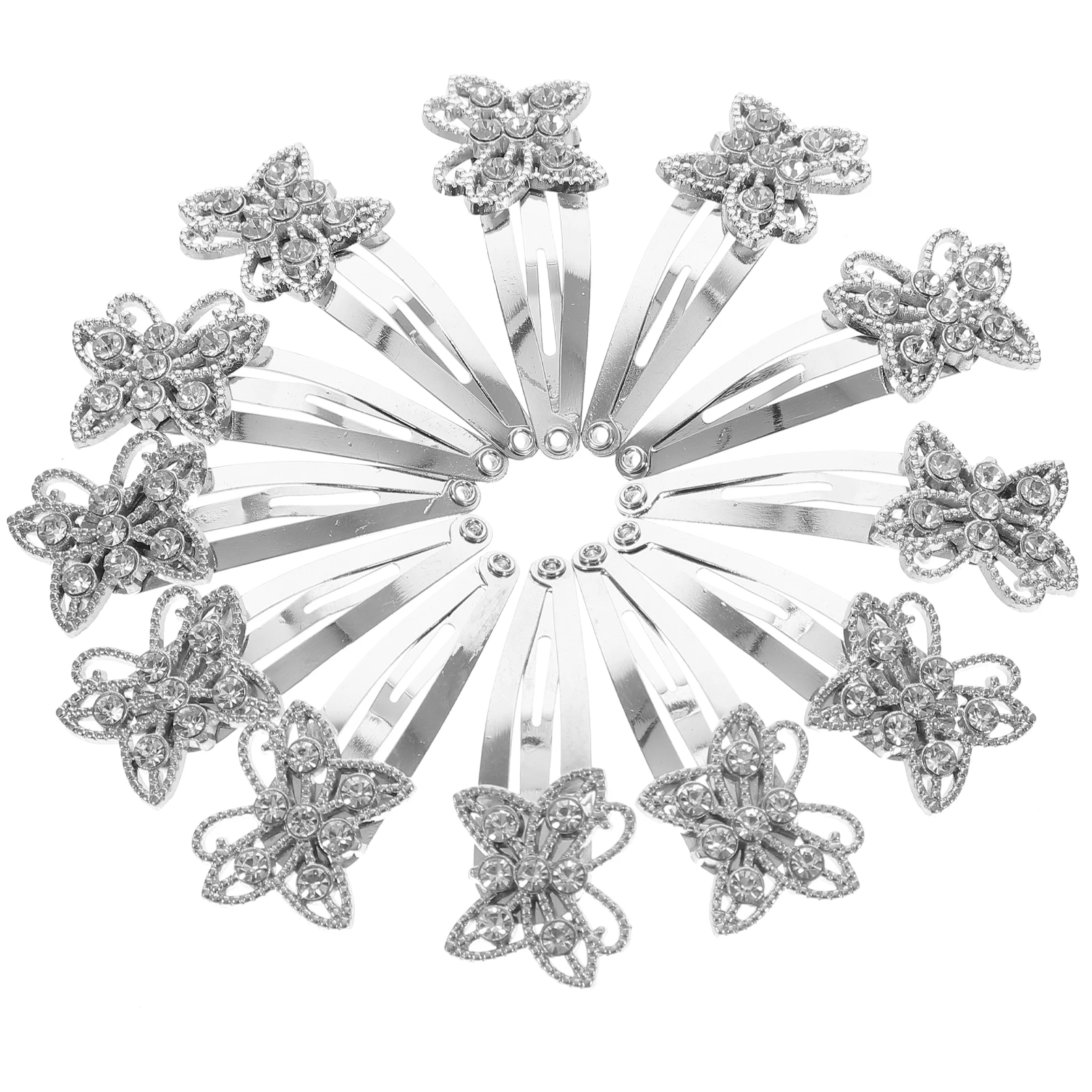 

12pcs Butterfly Hair Clips Durable Metal Diamond Decorations for Girls Wedding Party Accessories Styling Sectioning Snap