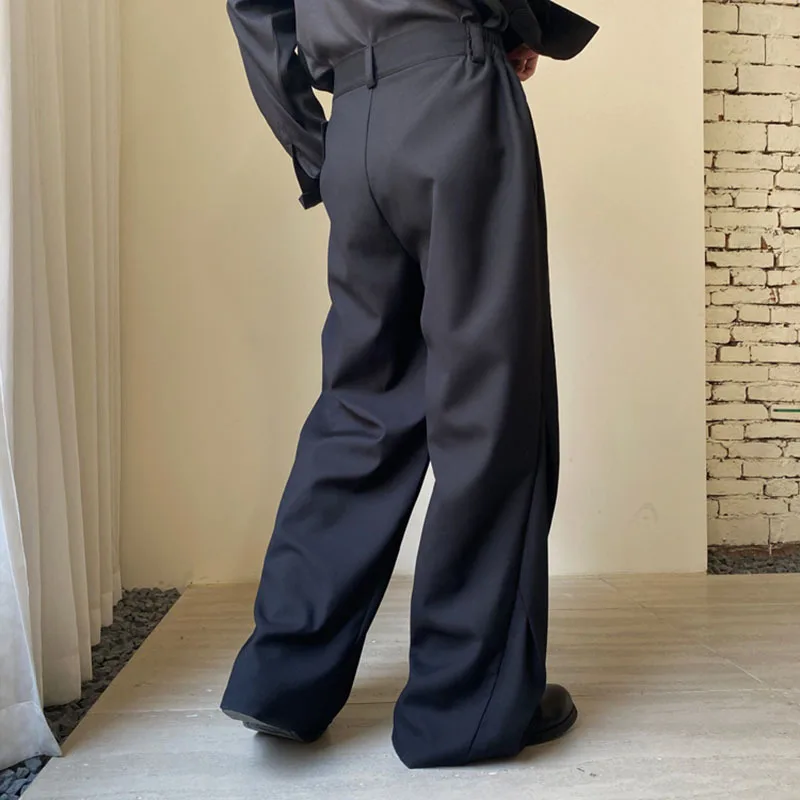 IEFB Men\'s Suit Pants Autumn Winter Personalized Pleated Niche Design Wide Leg Trend Versatile Korean Style Casual Pant 9C3479