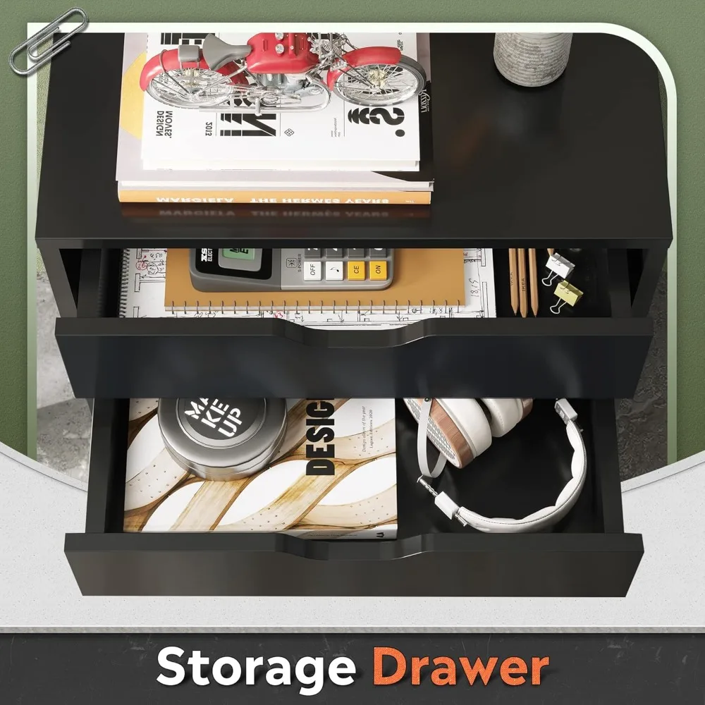 7-Drawer Wooden File Cabinet with Wheels, Black, Space-Saving Storage Solution for Home or Office