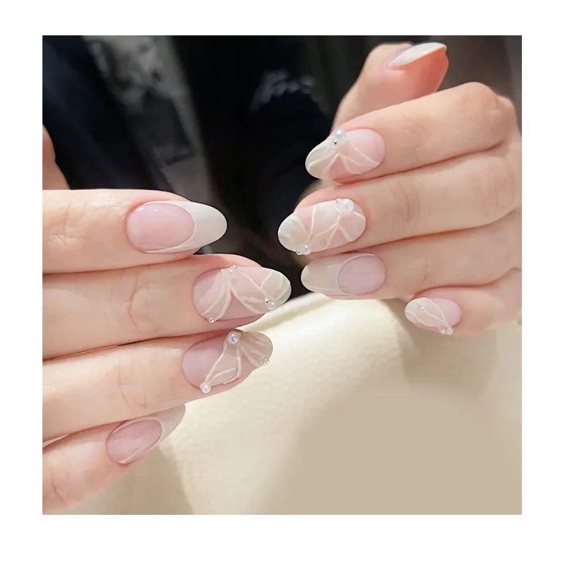 مجموعة أطراف أظافر فاخرة: طراز أوروبي وأمريكي، شكل دمعة شفافة، تغطية كاملة، أظافر صناعية ممتدة. #2