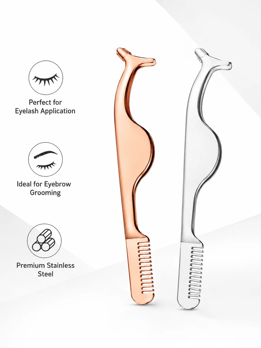 Artificial Eyelash Assistant, High-Quality Grafting Eyelash Tweezers, Stainless Steel Strap Comb, Eyebrow Trimming and Beauty