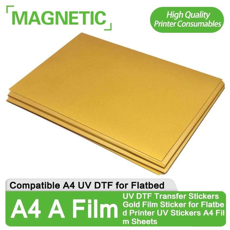 50/100PCS A4 UV DTF A Film UV DTF Transfer Stickers Gold Film Sticker for Flatbed Printer UV Stickers A4 Film Sheets Gilding