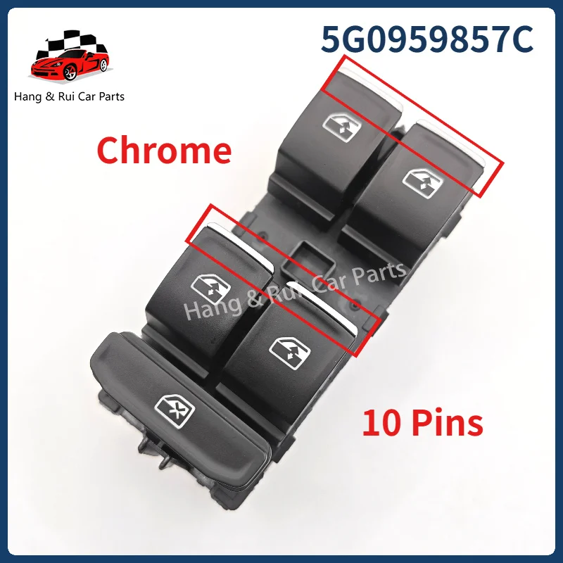 5G0959857D 5G0959857C For Seat Leon Chrome Master Window Lifter Switch For VW Golf MK7 Passat B8 Tiguan Touran