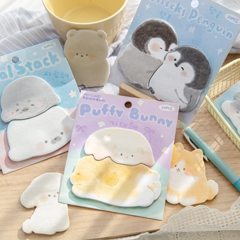 Kawai White Kraft Paper Notes Meng Zai Dui Dui Series Cute Student Messages for Forgotten Things N Times Office School Supplies