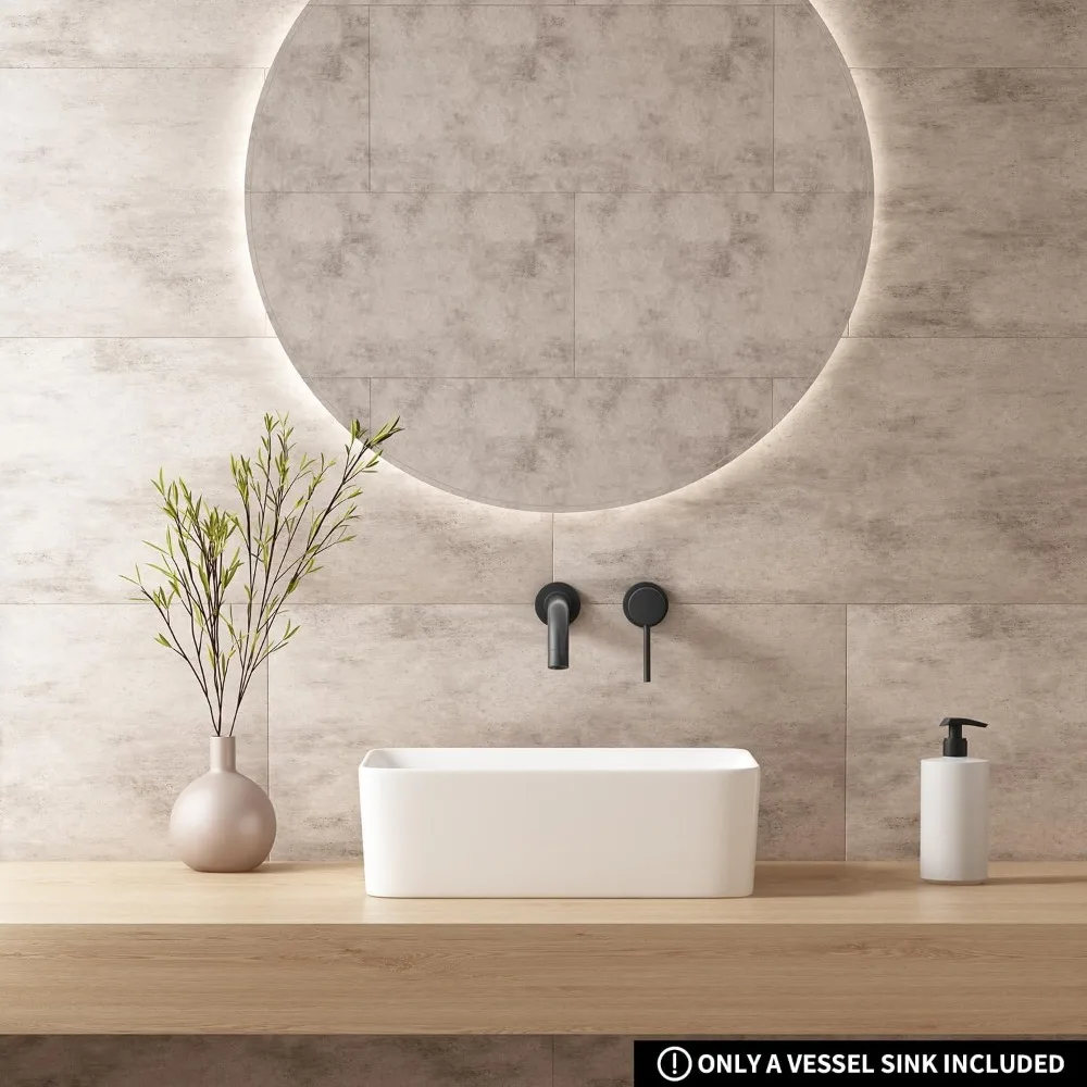 حوض أوعية سيراميك حديث، 16 × 12 بوصة، تصميم فوق العداد للحمامات الصغيرة