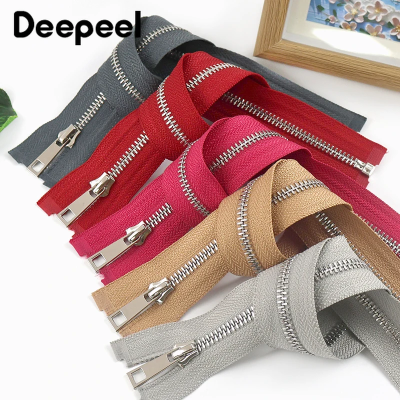 

5Pc 15-80cm 5# Metal Zippers Silver Teeth Close/Open-End Zips Clothes Closure Zipper Repair Kit Jeans Zip DIY Sewing Accessories
