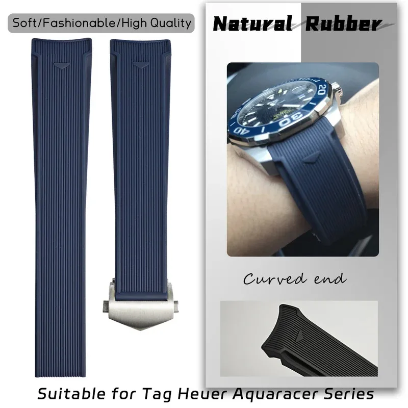 Natural Rubber Watch Strap 21mm 22mm for TAG HEUER 43mm WAY Aquaracer Calibre 5 300 500 41mm 20mm Waterproof Silicone Watchband